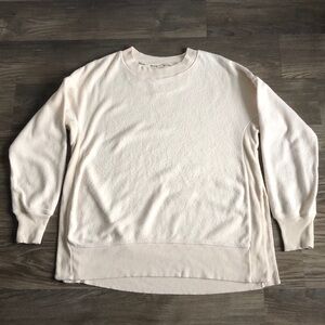 Aerie Cozy Good Vibes Oversized Pullover Sweatshirt Cream Ivory Fleece Modal